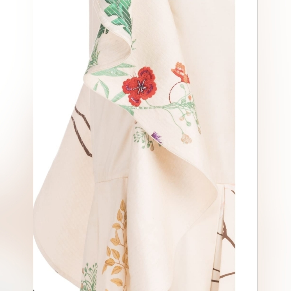 Johanna Ortiz Cream Floral Embroidered Botanical Maxi Skirt Art-inspired Luxury - Picture 10 of 17